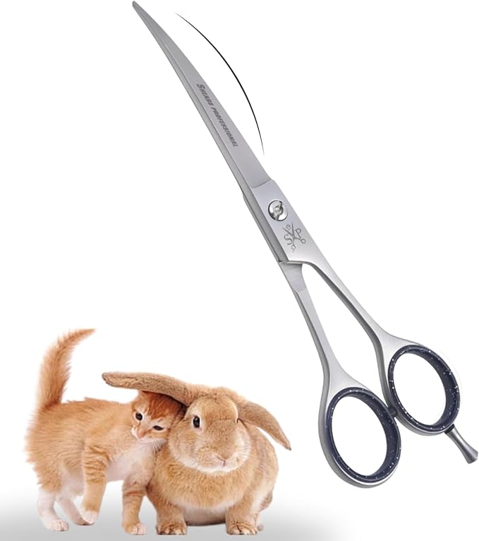 Dog Grooming Scissors, Curved Scissor for Dog Grooming and Cats, Pet shears for Trimming Face & Paws, 7 In Curved Blade