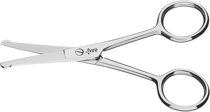 Baby Nail Scissors with Rounded Probe. Trimming shears also used for Manicure Pedicure Fingernails Toenails Nose Eyebrows Eyelashes Ear Moustache for Men & Women. Good for Dogs Pets & Cats as well.