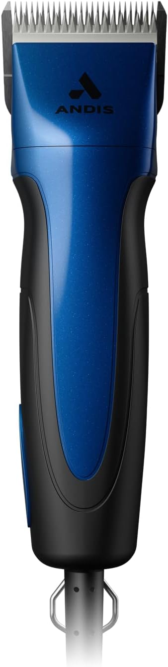 Andis 68520 Excel Professional 5-Speed Detachable Blade Clipper Kit - Animal/Dog Grooming, Rotary Motor, Soft-Grip Anti-Slip Housing, 14-Inch Cord, for All Coats & Breeds, SMC, Blue