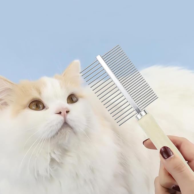 4 PACK Dog Cat Pet Comb Stainless Steel Cat Double-Sided Grooming Brush Professional Dog Grooming Comb Pet Hair Brush Cat Flea Comb for Long Short Hair Fur Brush Tool