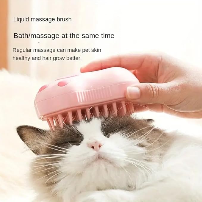 Pet Hair Brush with Mist Function, Pink - Ultimate Grooming Tool for Cats & Small and Medium-sized Dogs, Suitable for All Hair Types, Works with Dry Shampoo and Dander Removal