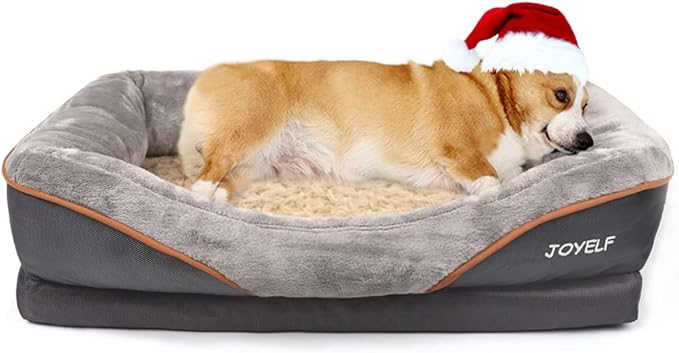JOYELF Medium Memory Foam Dog Bed Orthopedic Dog Bed & Sofa with Removable Washable Cover and Squeaker Toy as Gift