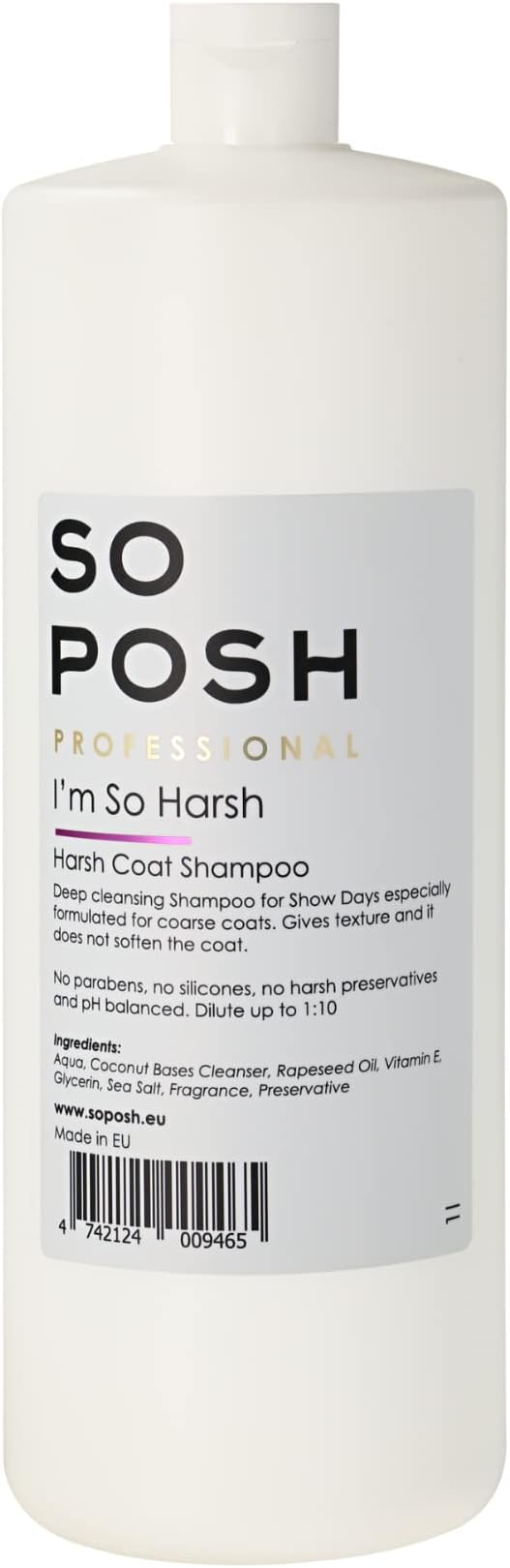 So Posh I'm So Harsh Dog Shampoo - with Sea Salt, Perfect for French Bulldogs, Terriers & Schnauzers, Texturizing, Deep-Cleansing, Sulfate & Paraben Free, 1:10 Concentrate. 33.8 Oz