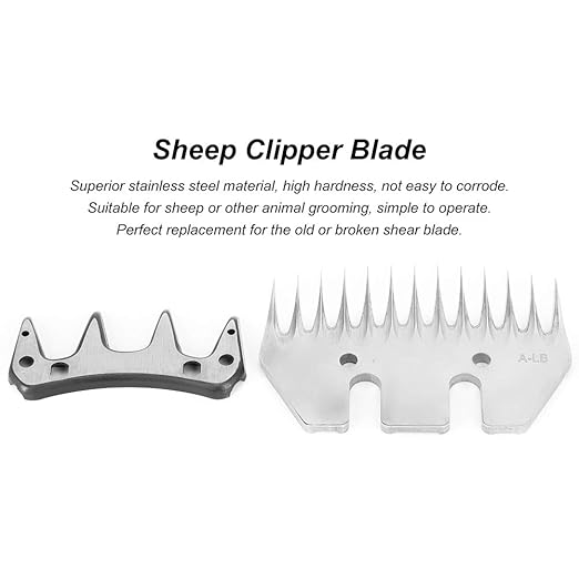 Clipper Blades Grooming Blades, Sheep Shears Replacement Blades, Professional Stainless Steel Clipper Blades for Grooming Goats, Lambs, Llamas, Alpacas (13 Teeth Straight Blade (+ oscillating Blade))