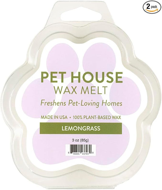 One Fur All Pet House Spring and Summer Wax Melts for Pet Odor, Natural, Plant Based Soy Wax Melts, Long Lasting Fragrance for Fresh Smelling Homes, Lemongrass