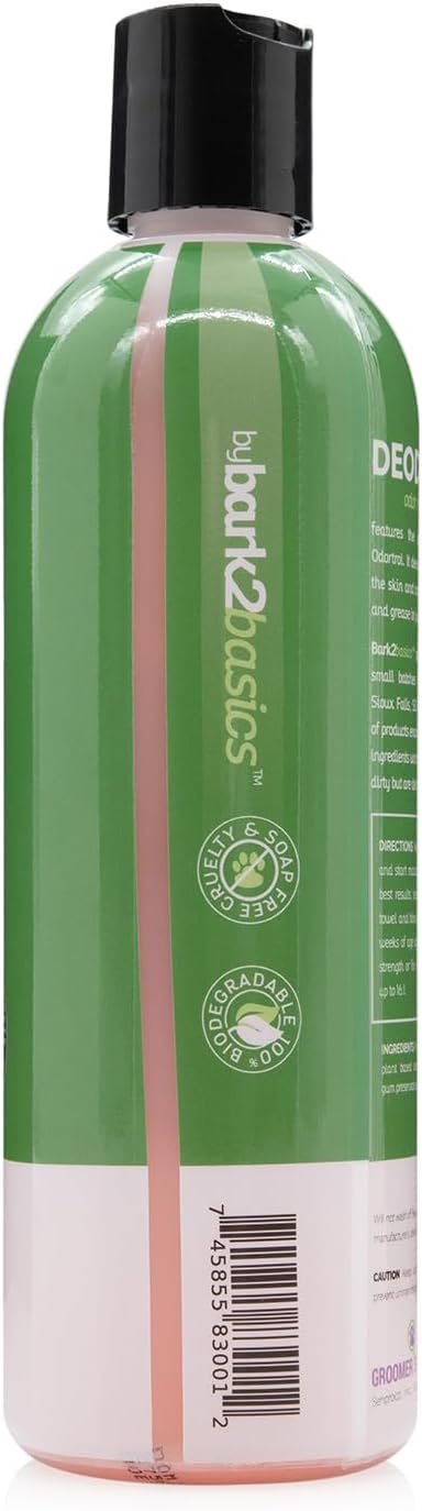 Bark2Basics Deodorizing Dog Shampoo, 16 oz - Powerful Odor Neutralizer Odortrol, Naturally Derived Ingredients, Eliminates Smelly Pet Odors, Professional