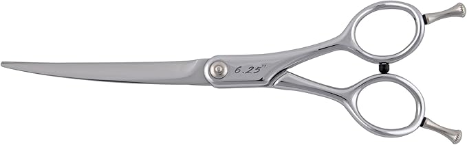 6.25” Contour Curved Shear Pet Dog Grooming Scissors, Patent Grip Design, Easy Adjust, Japanese 440C Tempered Steel, Lightweight, Professional Dog Scissors For Dog Grooming