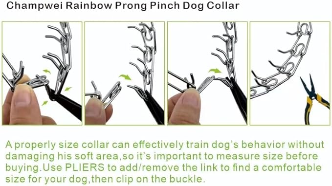 Silver Prong Pinch Dog Collar, No Pull Dog Collar Adjustable Quick Release Dog Training Collar with Quick Release Buckle for Small Medium Large Dogs (Silver, L)