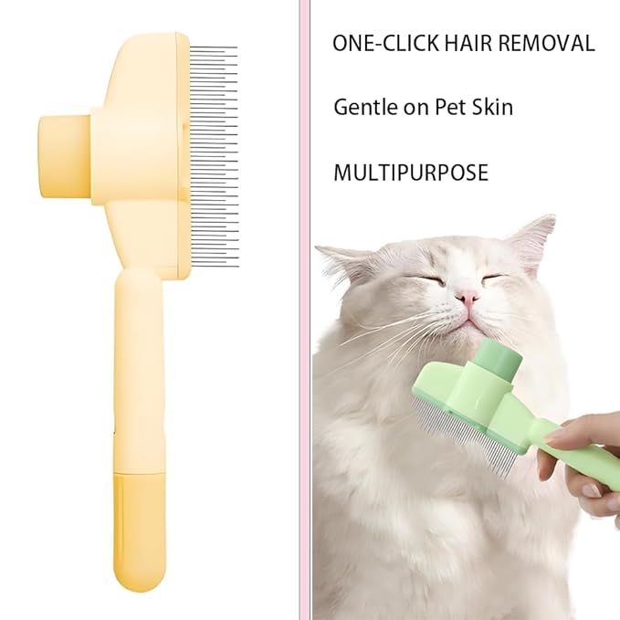 2PCS Pet Hair Removal Comb Flea Comb,Multifunctional Pet Brush with Release Button,Self-Cleaning Pet Comb for Dogs and Cats, Comfort and safety