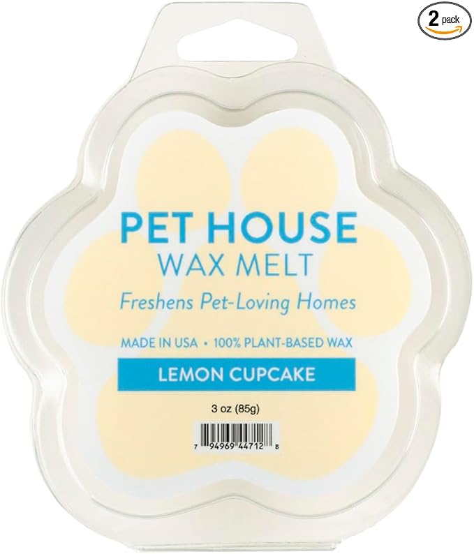 One Fur All Pet House Spring and Summer Wax Melts for Pet Odor, Natural, Plant Based Soy Wax Melts, Long Lasting Fragrance for Fresh Smelling Homes, Lemon Cupcake