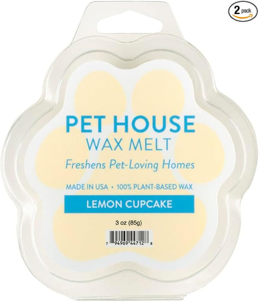 One Fur All Pet House Spring and Summer Wax Melts for Pet Odor, Natural, Plant Based Soy Wax Melts, Long Lasting Fragrance for Fresh Smelling Homes, Lemon Cupcake