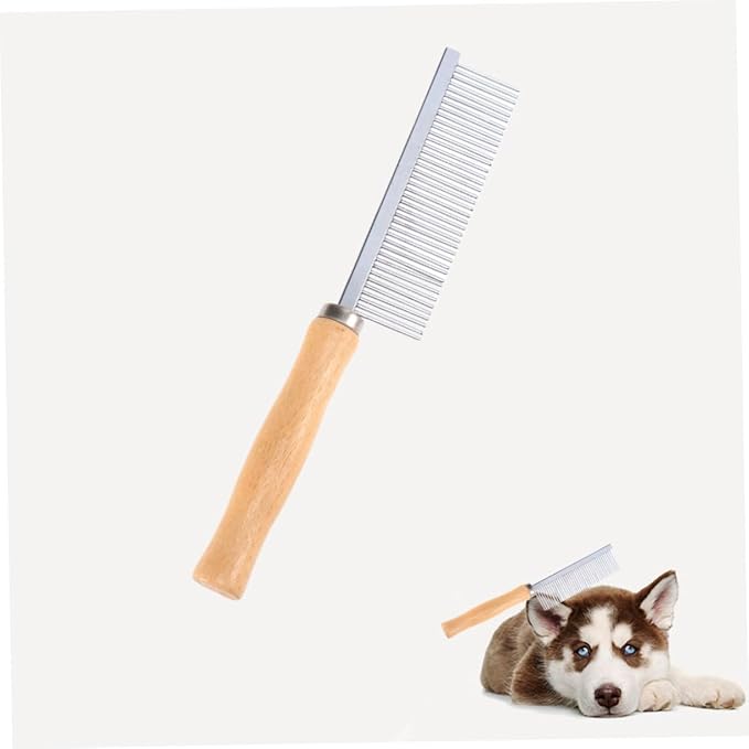 3sets Pets Dog Comb for Grooming Pet Comb Wood Handle Stainless Steel Pins Comfortable Grooming Tool 2pcs*3