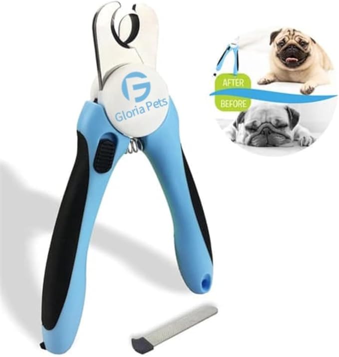 Cat Nail Clippers and Trimmers Set, Professional Pet Grooming Tools for Cats' Nails with Safety Guard, Free Nail File, Razor Sharp Blades, Meduim, Blue
