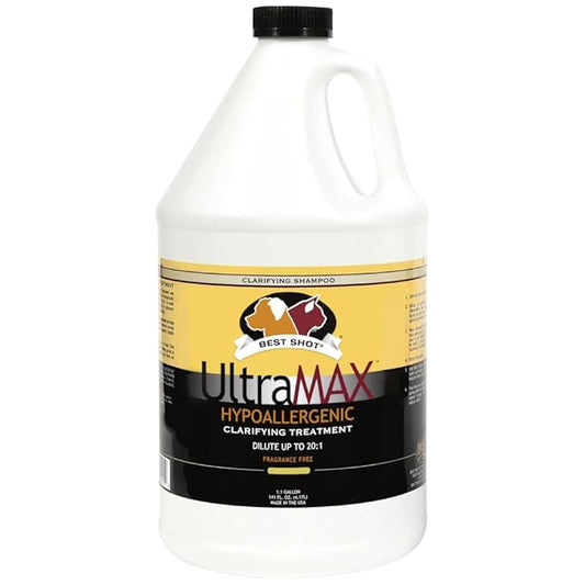 Best Shot UltraMAX Hypoallergenic Clarifying Shampoo, Versatile Pet Shampoo, Ideal Pet Grooming Supplies, Ready to Use, Sweet Pea Essence, 1.1 Gallon