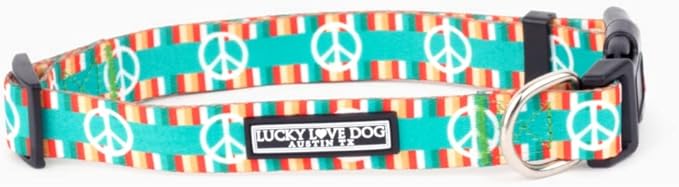 Lucky Love Dog Collar, Collars for Medium Size Dogs, Peace Sign Dog Collar, Easy On & Off Clasp Accessory, Peace On Earth, Medium