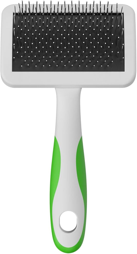 Andis 68565 Stainless-Steel Slicker Brush for Dogs and Cats - Durable and Lightweight Grooming Tool for All Breeds and Fur Lengths, Reduces Shedding and Promotes Hair Growth - Medium, Green