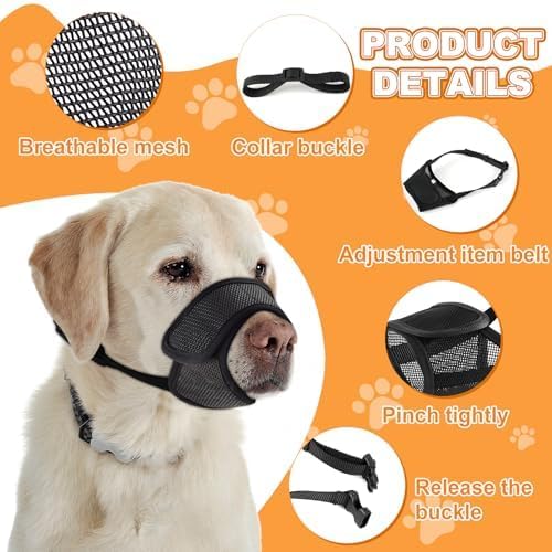 Dog Muzzles, Soft Mesh Muzzles for Small, Medium and Large Dogs, Anti-Biting Barking Chewing, Breathable Drinking Adjustable Cleaning, for German Shepherd Husky Labrador Retriever (Blue) (L)