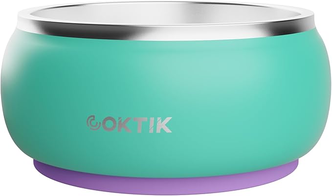 COKTIK Dog Bowl, Insulated Stainless Steel Food Bowls for Dogs & Cats, Non-Slip Dog Bowls Water Bowl Large Breed, Easy to Clean, Durable and Dishwasher Safe (32oz, Aurora)