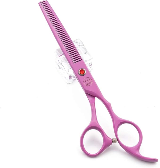 Moontay Professional 7.0" Dog Grooming Scissors Set, 4-pieces Straight, Upward Curved, Downward Curved, Thinning/Blending Shears for Dog, Cat and Pets, JP Stainless Steel, Pink