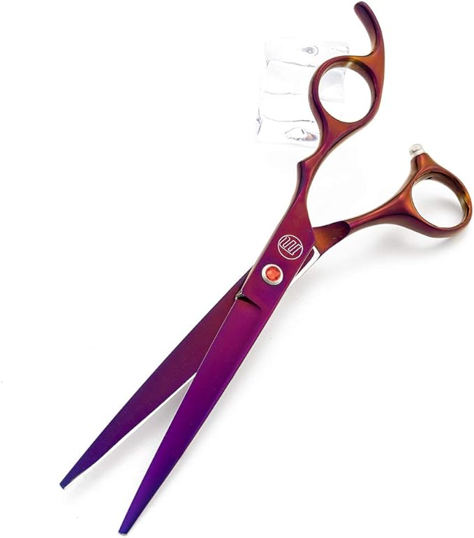Moontay Professional 7.0" Dog Grooming Scissors Set, 4-pieces Straight, Upward Curved, Downward Curved, Thinning/Blending Shears for Dog, Cat and Pets, JP Stainless Steel, Purple