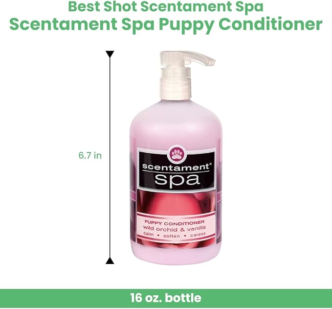 Best Shot Scentament Spa Puppy Conditioner, Ideal Skin Care Product, Pet Supplies, Hypoallergenic Puppy and Dog Conditioner, Wild Orchid and Vanilla Fragrance, 16 Oz