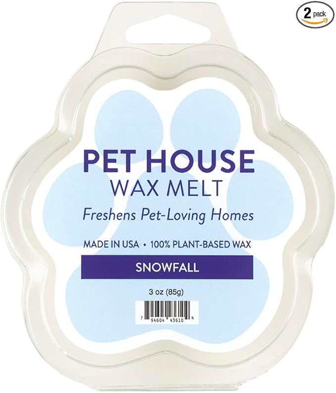 One Fur All Pet House Snowfall Scented Wax Melt - Long-Lasting Natural Odor Solution for A Fresh Smelling Home, Pet-Friendly Plant-Based Soy, 3 OZ