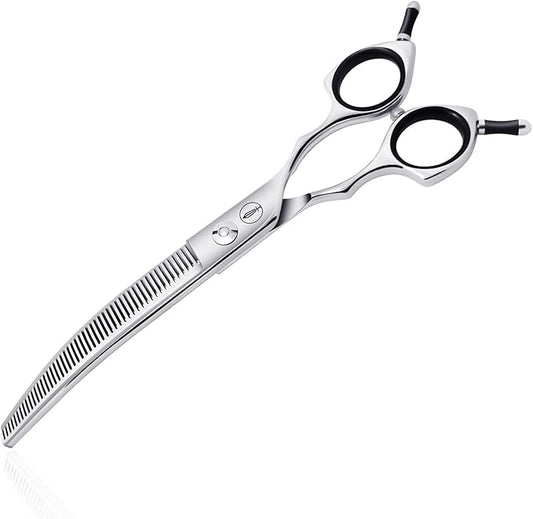 HASHIMOTO Curved Thinning Shears for Dogs,Curved Dog Thinning Shears for Grooming,Cat Curved Blender,50 Teeth,7.0 Inch,30% Thinning Rate,Light Weight.Designed for Pet Groomers or Family DIY Use.