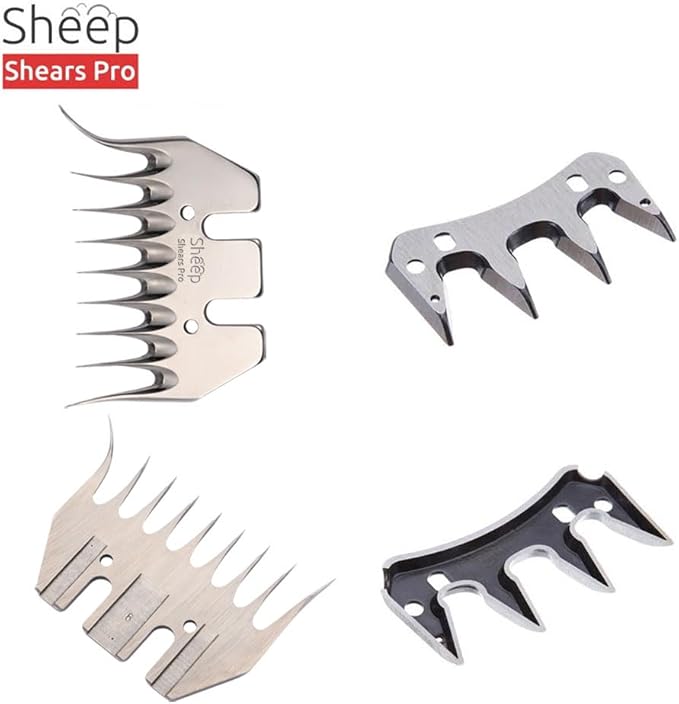 Clipper Blades 9 Tooth Curved Blade Replacement Universal Alpaca Cutter Blades Set (Blade and Cutter) with 2 x Sheep Clipper Oil Lubricant Bottles 6.8 Fl OZ (200ml)