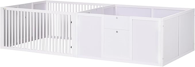 PawHut Whelping Box for Dogs Built for Mother's Comfort, Dog Whelping Pen with Removable Doors, Puppy Playpen for Indoors, Newborn Puppy Supplies & Essentials, 81" x 39" x 20", White