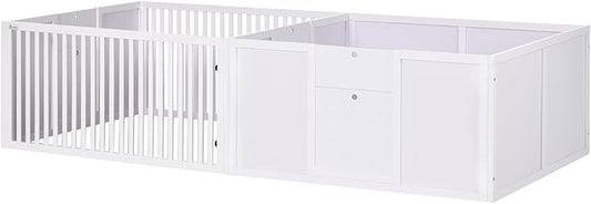 PawHut Whelping Box for Dogs Built for Mother's Comfort, Dog Whelping Pen with Removable Doors, Puppy Playpen for Indoors, Newborn Puppy Supplies & Essentials, 81" x 39" x 20", White