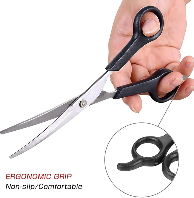 Chibuy Pet Grooming Scissors Set Ball Tip Eye Cut Scissors and Curved Shears, Professional Home Pets grooming Tools Kit for Dogs and Cats 6 Dark Grey