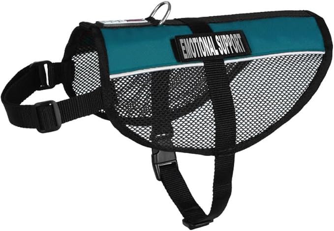 Dogline MaxAire Vest Emotional Support Removable Patch Adjustable Harness Reflective for Puppies Small Medium and Large Dogs 22 by 29 Inch Girth Teal