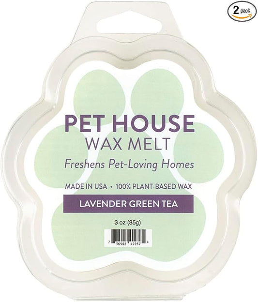 One Fur All Pet House Wax Melts - Lavender Green Tea Pack of 2 - Pet Odor Eliminating Wax Melts - Long-Lasting Scented Wax Melts - Pet-friendly Wax Melts - Natural Wax Melts
