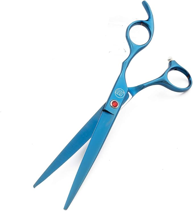 Moontay Professional 7.0" Dog Grooming Scissors Set, 4-pieces Straight, Upward Curved, Downward Curved, Thinning/Blending Shears for Dog, Cat and Pets, JP Stainless Steel, Blue