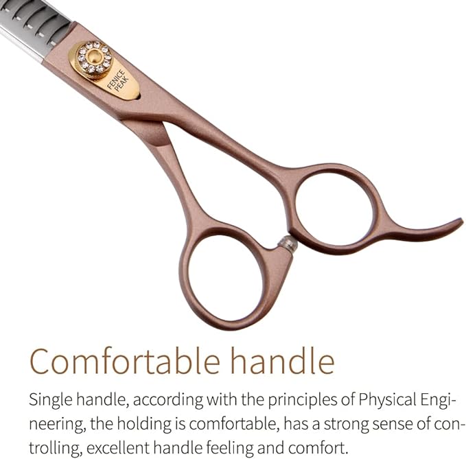 Fenice Peak 7‘’ Professional Dog Grooming Scissors Set Rose Gold 440C Stainless Steel Straight Thinning Curved Chunker Shears 4pcs Set for Pet Grooming Services Dogs and Cats