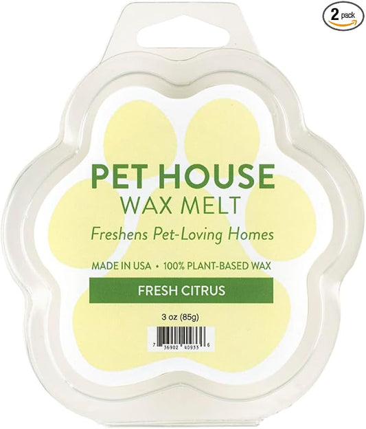 One Fur All Pet House Wax Melts - Fresh Citrus Pack of 2 - Pet Odor Eliminating Wax Melts - Long-Lasting Scented Wax Melts - Pet-friendly Wax Melts - Natural Wax Melts