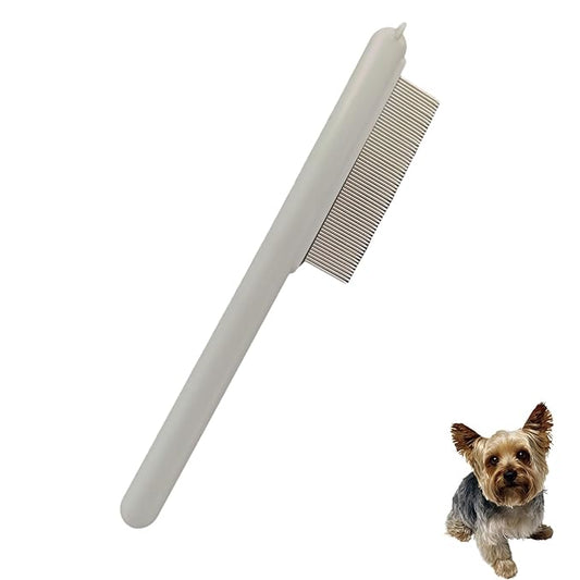 Cute Plastic Dog Comb with Stainless Steel Bristles and Furry Ears Design - Pet Grooming Tool for Removing Dirt and Tangles （Grey）