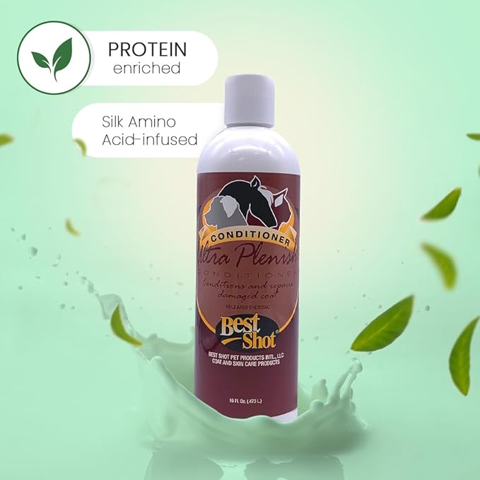 Best Shot Ultra Plenish Conditioner, Coat Release Technology, Ideal Pet Grooming Supplies, Moisturizing Conditioner for Dogs, Cats, and Horses, 16 Oz.