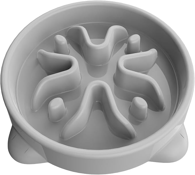 Slow Feeder Dog Bowls Small Breed, Dog Food Bowl Small Anti-Choking Bloat Stop Puzzle Healthy Eating Bowl (Gray, 1 Cup)