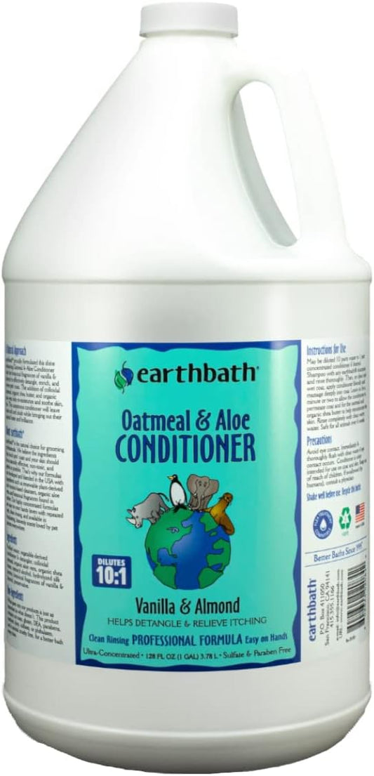 earthbath, Oatmeal & Aloe Conditioner - Dog Conditioner for Allergies & Itching, Dry Skin, Helps Detangle & Relieve Itching, Made in USA, Cruelty Free Pet Conditioners - 1 Gallon 128 Oz (1 Pack)