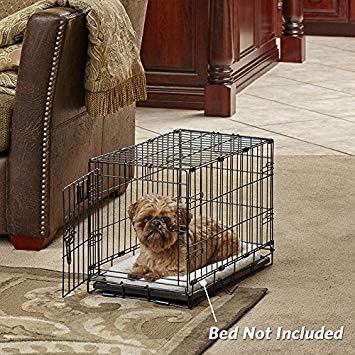 MidWest Homes for Pets Dog Crate | Newly Enhanced Midwest Life Stages XS Folding Metal Dog Crate | Divider Panel, Floor Protecting Feet, Leak-Proof Dog Pn | 23L x 13.63W x 16H inches, XS Dog Breed
