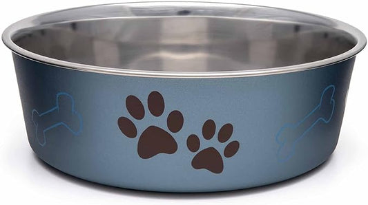 Loving Pets - Bella Bowls - Dog Food Water Bowl No Tip Stainless Steel Pet Bowl No Skid Spill Proof (Medium, Blueberry Blue)