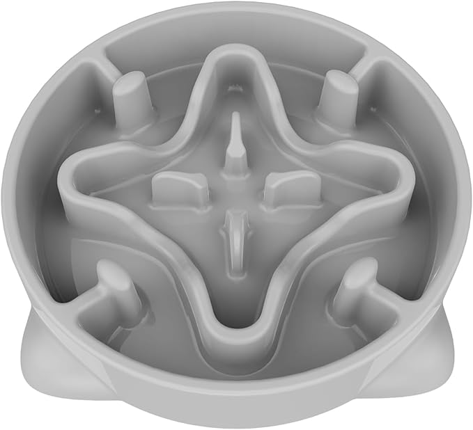 Slow Feeder Dog Bowls Medium Breed, Dog Food Bowl Medium Anti-Choking Bloat Stop Puzzle Healthy Eating Bowl (Gray, 2 Cup)