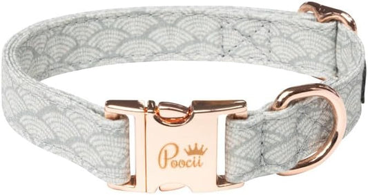 Durable Cotton Blend Dog Collar, Cute & Stylish, Adjustable with Metal Locking Clasp, Made in USA (Serene Teal, Large)