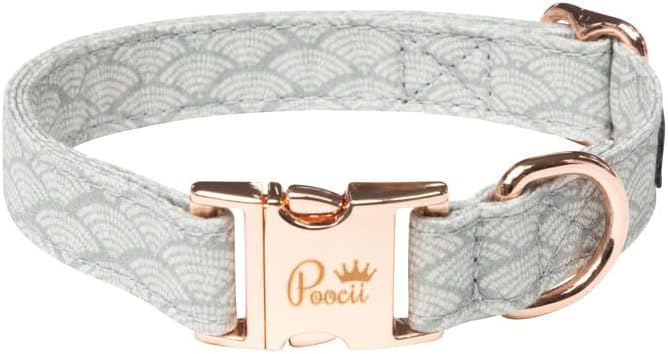 Durable Cotton Blend Dog Collar, Cute & Stylish, Adjustable with Metal Locking Clasp, Made in USA (Serene Teal, Medium)