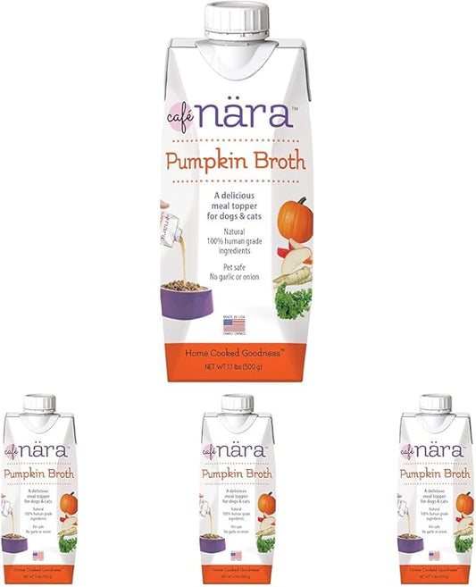 Café Nara Pumpkin Broth Meal Topper for Dogs and Cats - 1.1 lbs. (Pack of 4)
