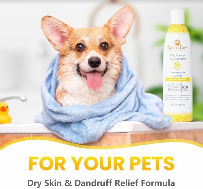 Dog Shampoo – Cleansing Wash, Conditioning, Moisturizing – Toxin Free, Healthy Ingredients – Aromatic Grooming Puppy Shampoo – Tearless Cleaner, Honeysuckle Jasmine