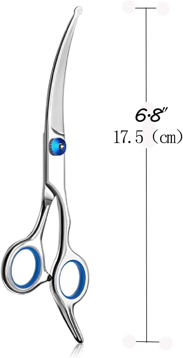 Curved Dog Grooming Scissors,Pet Hair Scissors with Safety Round Tips, Heavy Duty Titanium Stainless Steel, Professional Dogs Cats Pets Grooming Shears