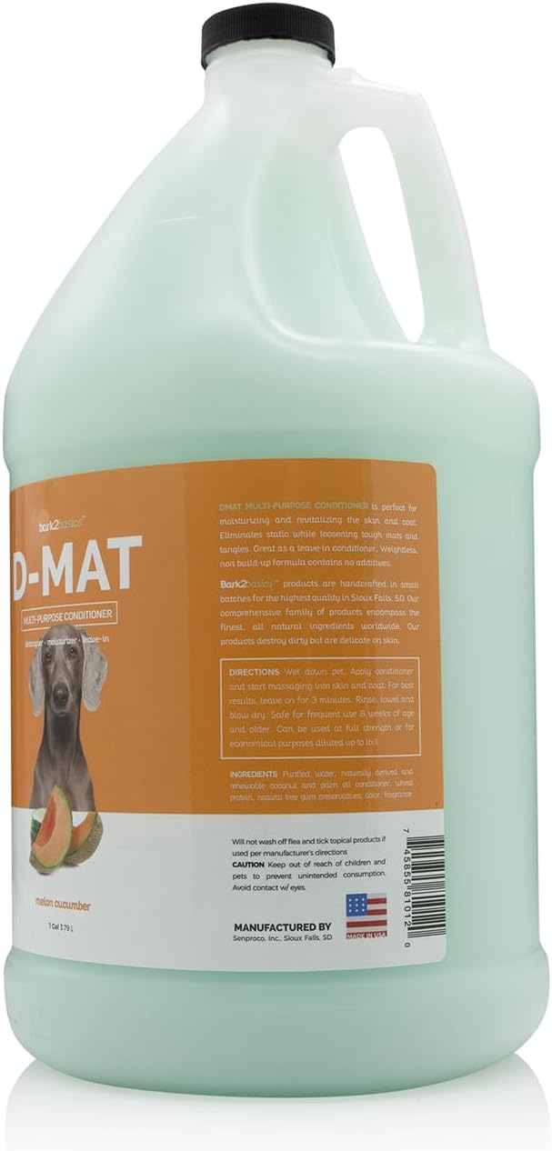 Bark2Basics D-Mat Dog Conditioner, 1 Gallon – All Natural, Multi-Purpose, Eliminates Static, No Additives, Dematting, Aids in DeShedding, Professional