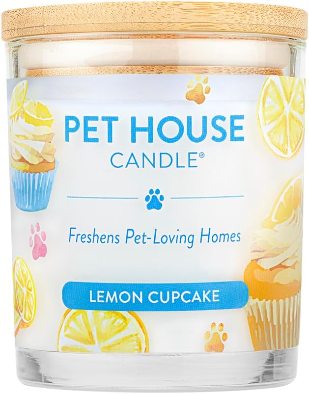 Pet House 9 oz Lemon Cupcake Scented Pet Odor Candle, Clean Burning, Long Lasting, Plant Based Spring, Summer Scented Soy Candle, 60 Hour Burn Time